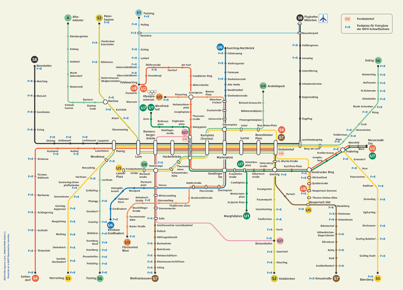 Подробная схема метро Мюнхена
